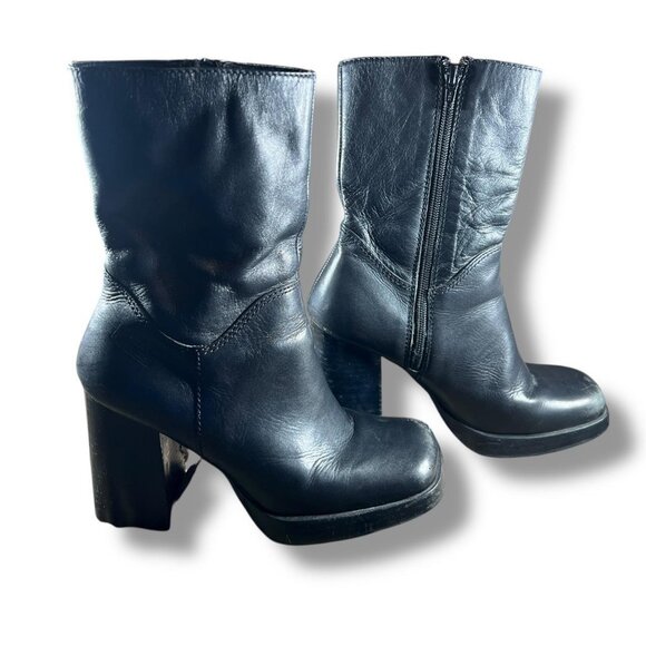 Vintage Candie’s Black Platform Chunky Heel Boots - Picture 4 of 6